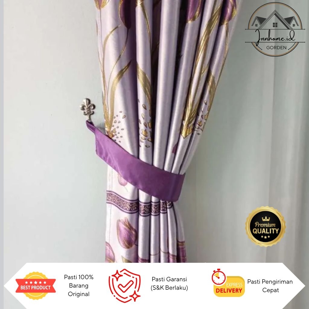 Innhome - Gorden Blackout Tulip Varian Warna Coklat, Hijau, Ungu, Pink, Emas, Abu