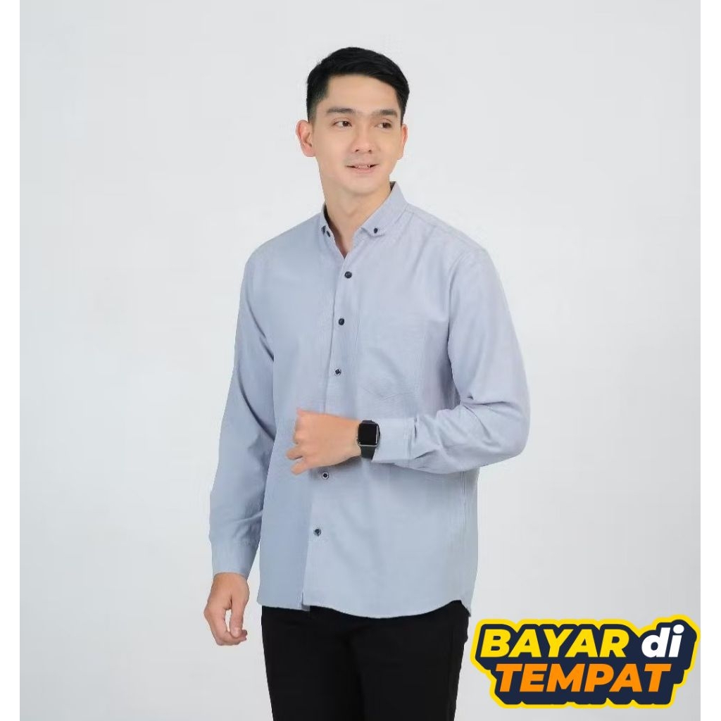 kemeja lengan panjang pria warna abu muda Lilac biru bca sage biru muda kunyit putih kemeja kantoran