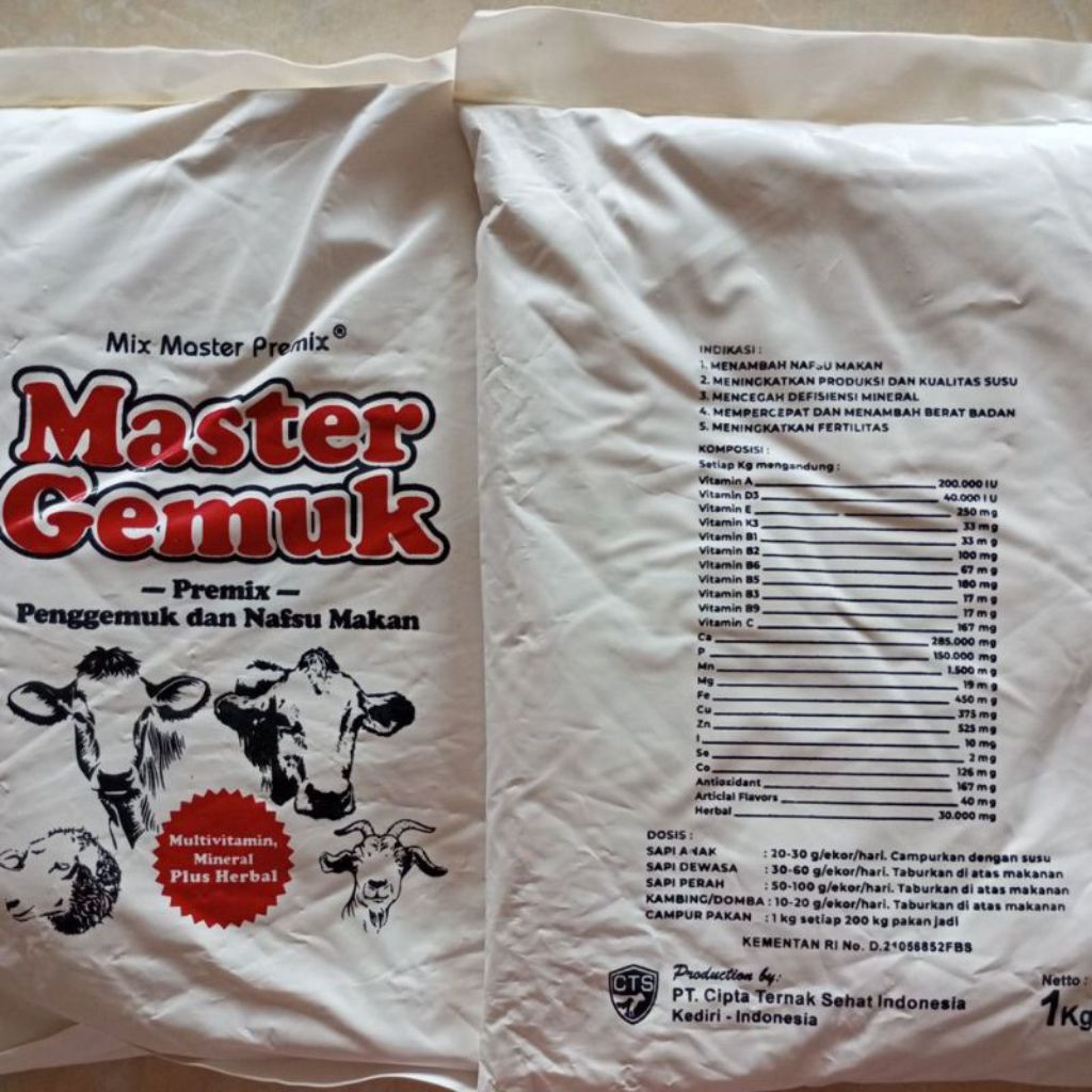 

mix master premix master gemuk premixpenggemuk dan nafsu makan 1 kg