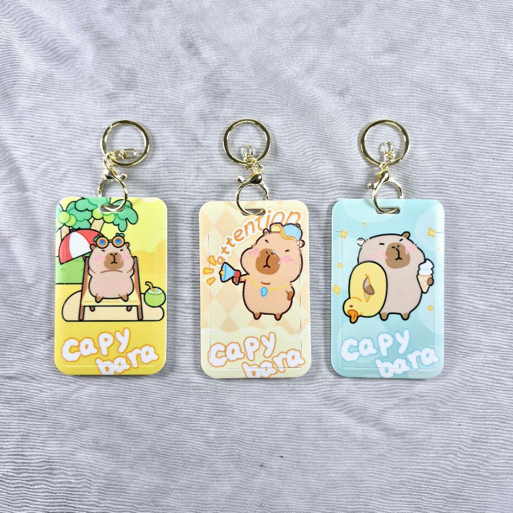 

Gantungan Card Holder Casing Kartu ID Card Motif Capybara - Cahol Pelindung Kartu Photocard Tag Transportasi Tas Koper