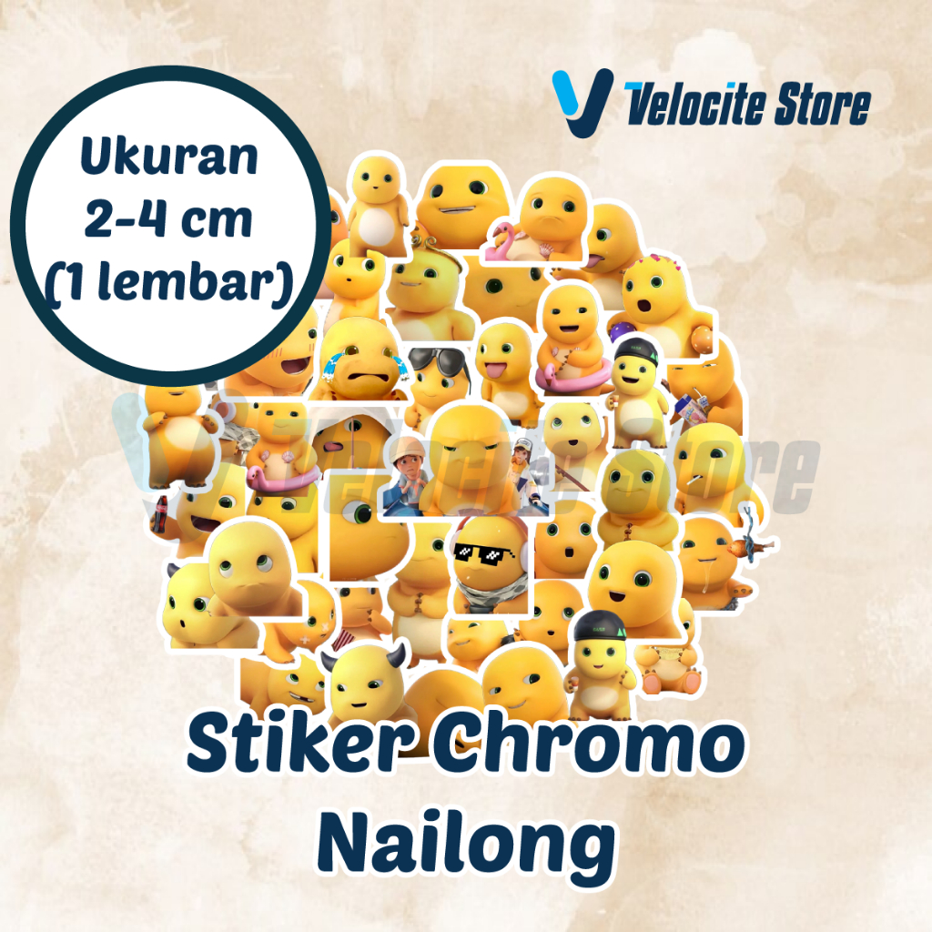 

Stiker Cutting Chromo Nailong Dino Kuning 2-4 cm (1 Lembar)