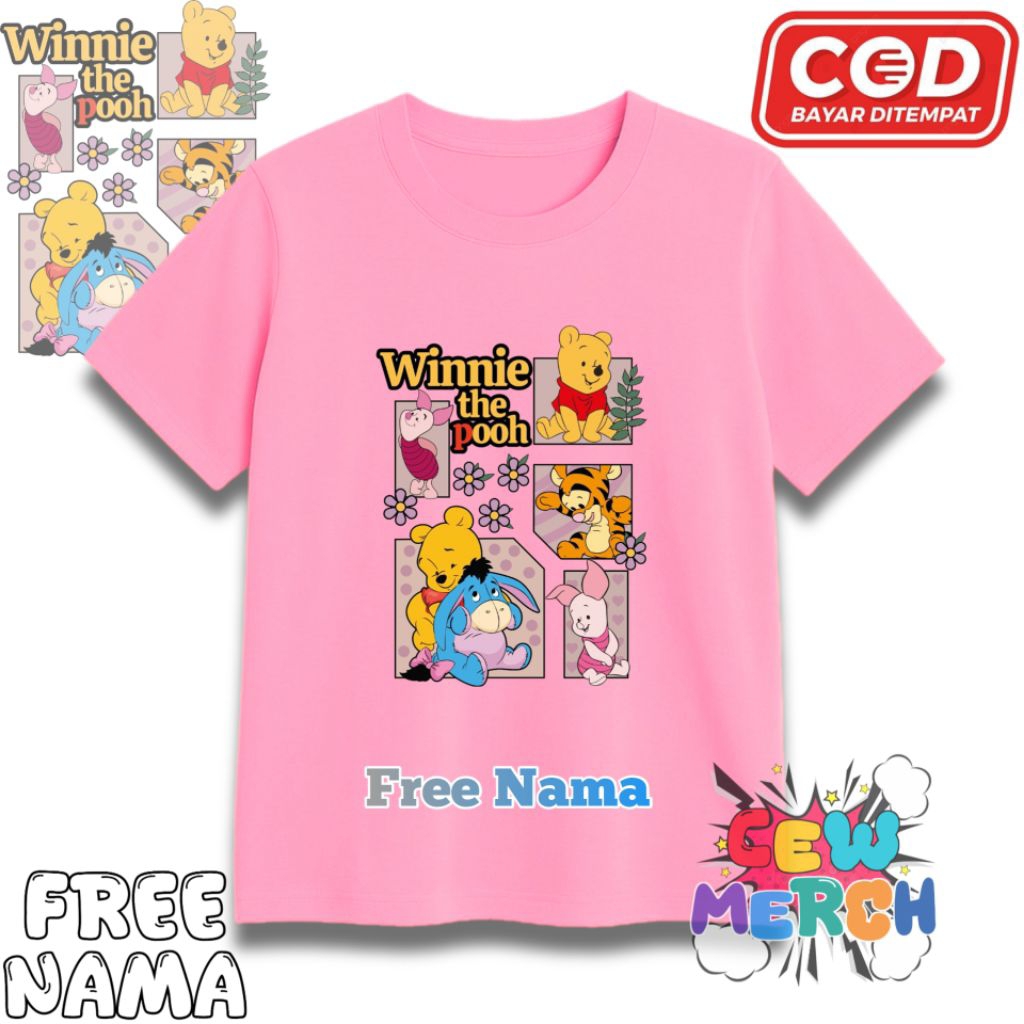 Kaos Anak WINNIE THE POOH - T shit anak WINNIE THE POOH - Kaos Anak Free Nama