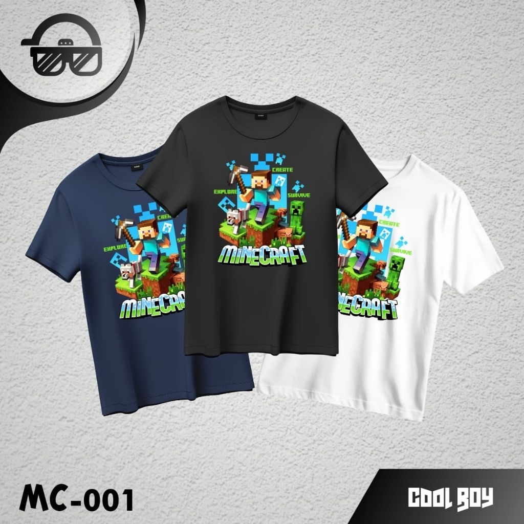 kaos Anak Mine craft Original Coolboy MC-001 | Baju anak Mine Craft