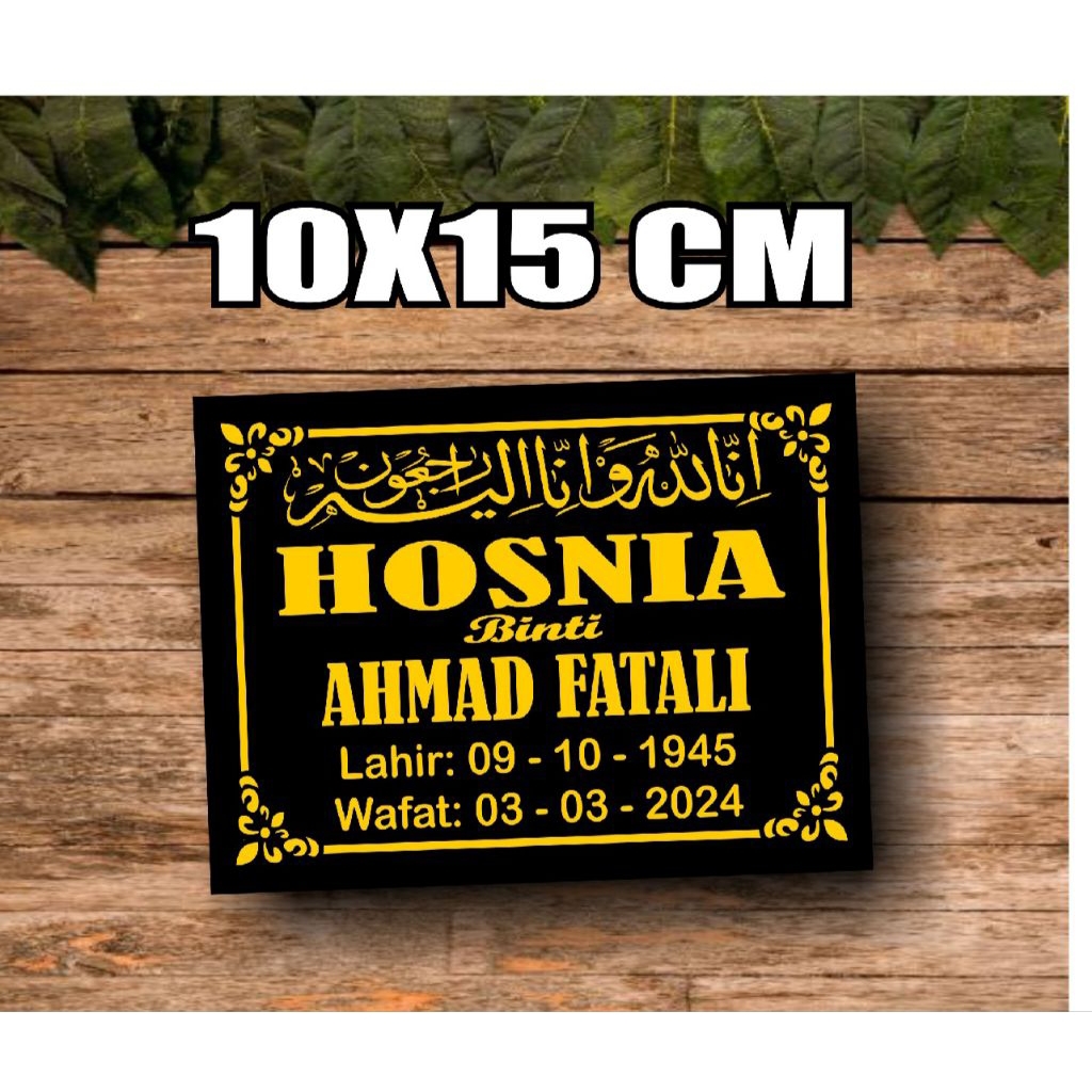 ( UKIR NISAN 10x15 CM )  BAHAN GRANIT  Cetak Nama Batu Nisan KERAMIK  super murah.Harga Ekonomis(Bis