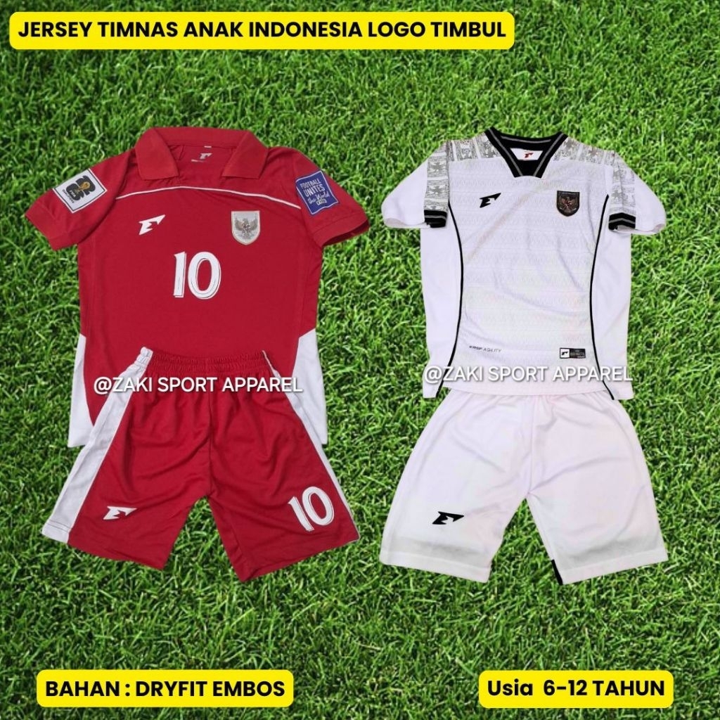 Setelan Anak Timnas Indonesia Baju Bola Anak Timnas jersey Timnas Go Logo timbul jersey Timnas
