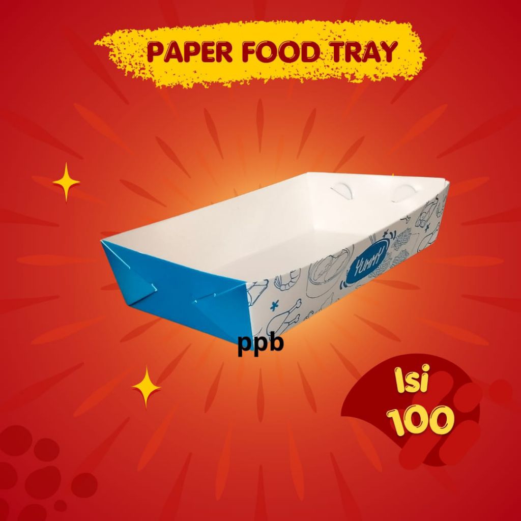 Paper Tray-Food-Kertas nasi-Kertas nasi kfc-Kertas nasi-motif-biru
