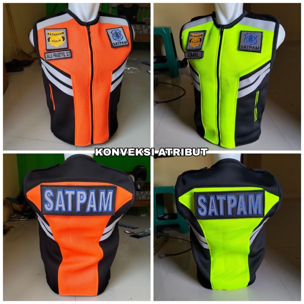 rompi satpam security orange tebal Doble mesh