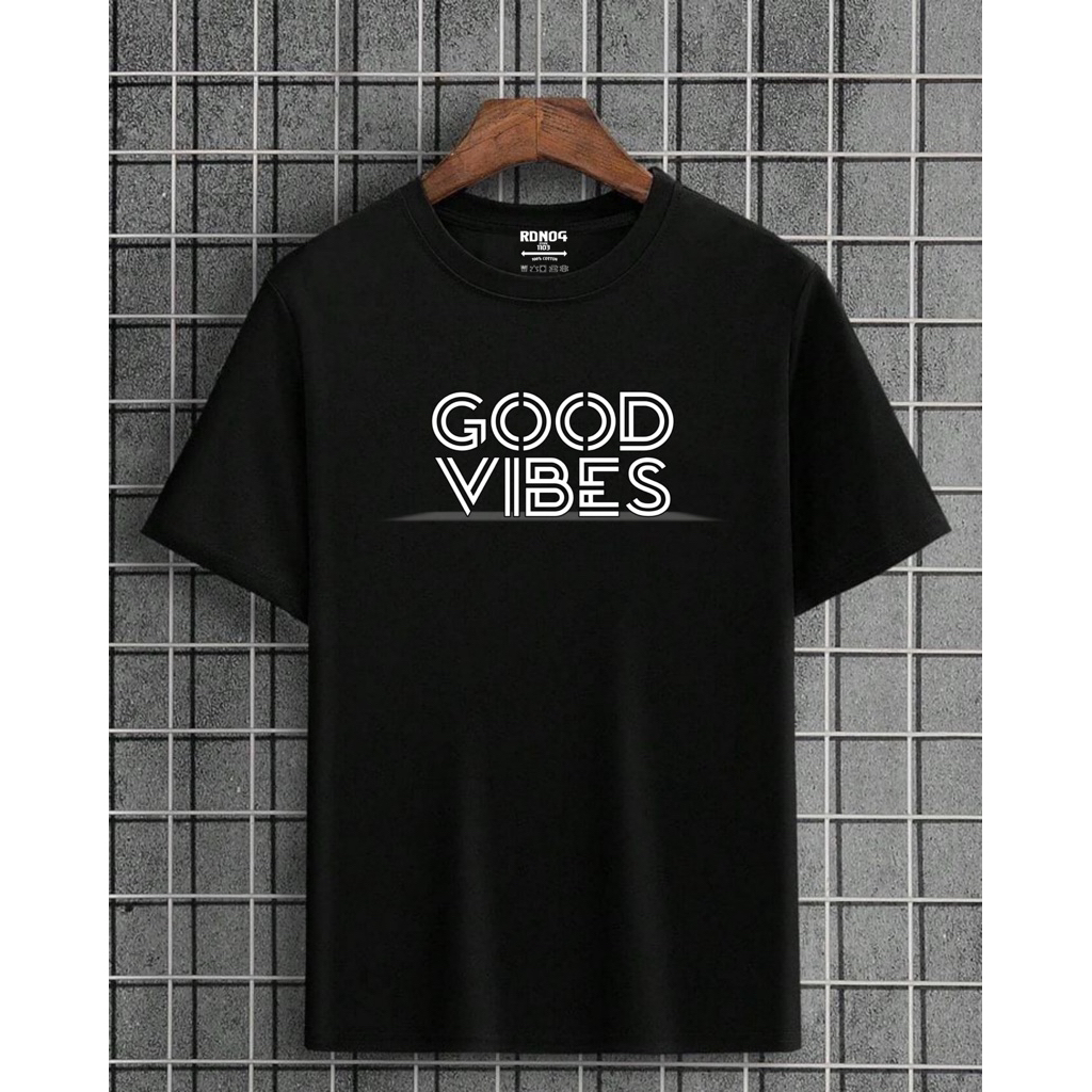 RDNCLOTHING Kaos distro Good Vibes baju distro pria/Wanita Unisex cotton combed 24s