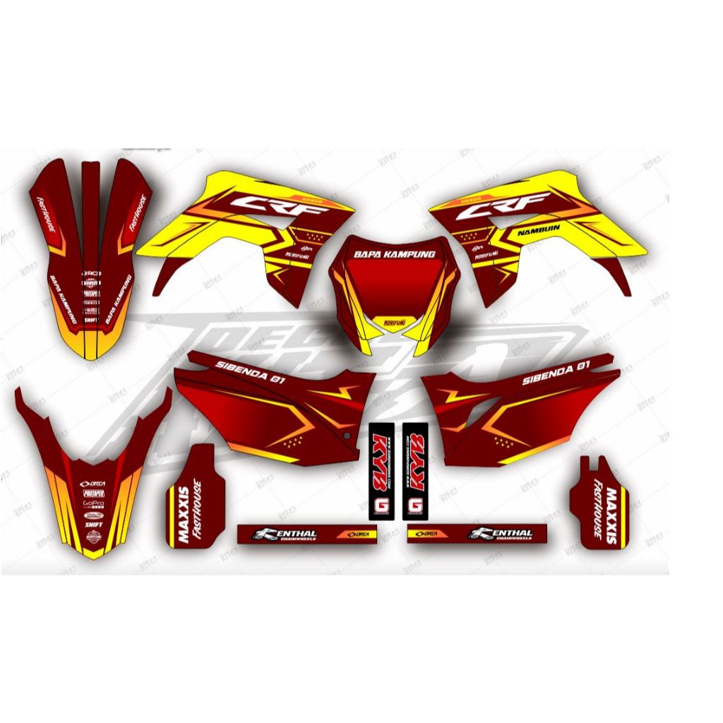 Stiker decal motor CRF 150L terbaru sticker MOTIF GRAFIS SUPERMOTO BIRU KUNING D-I2-346 I2-1563