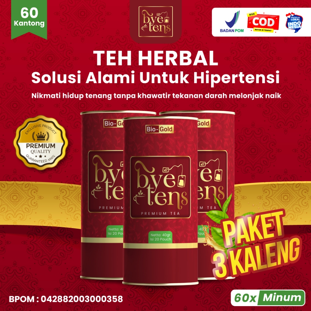 

Teh Hipertensi Bye Tens Bio Gold Premium Tea - Teh Celup Untuk Menurunkan Tekanan Darah tinggi BPOM