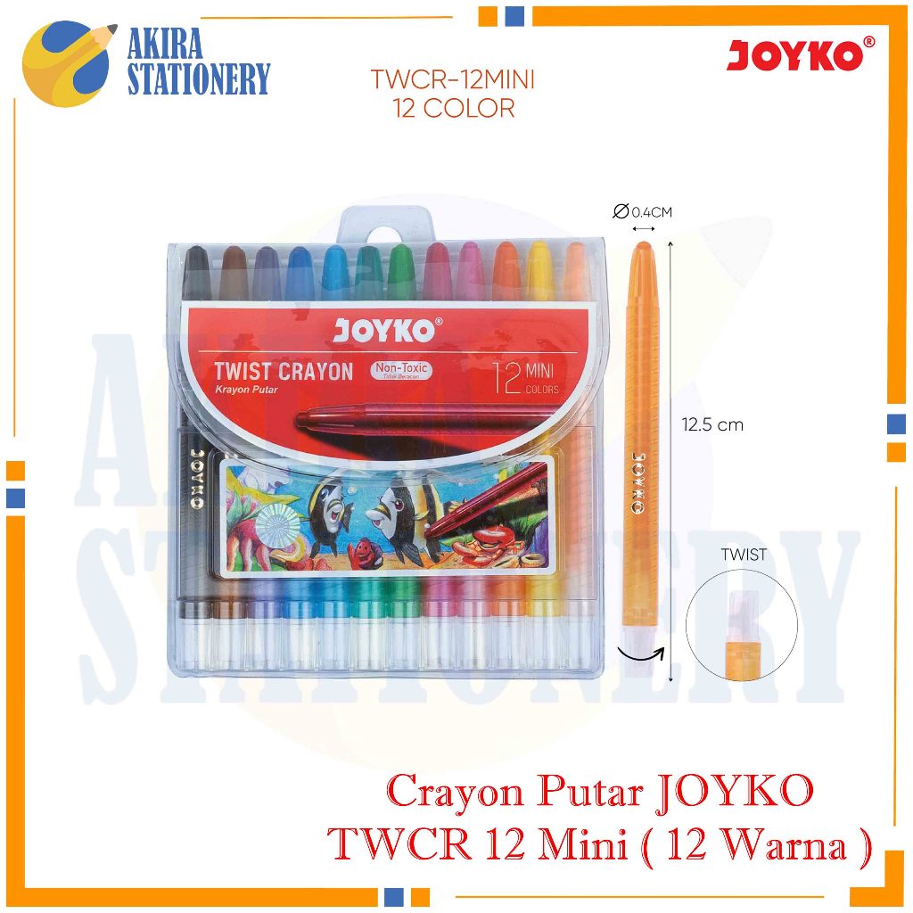 

Krayon Putar JOYKO TWCR 12 Warna Pendek / Twist Crayon Joyko TWCR-12 Short / Kerayon Minyak isi 12 Warna Diputar / Oil Pastel TWCR 12 Colours Small For Drawing Water Resistant ( SET )