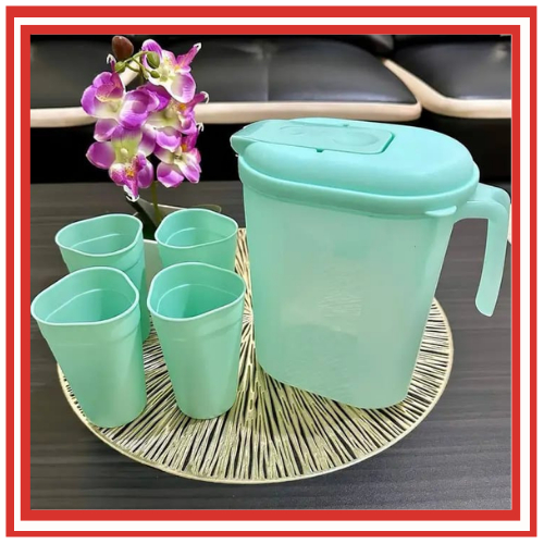TEKO SET + GELAS 4 BUAH ESTETIK BANYAK WARNA / WATERJUG HAUSS KCN