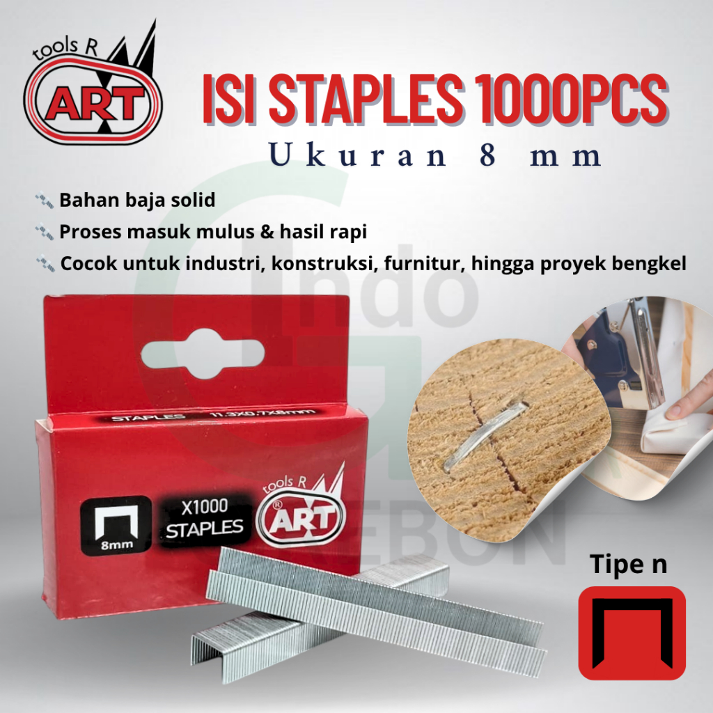 

Isi Staples 8mm Isi 1000 pcs Tipe n Refill Staple Gun Standar Manual & Staple 3 in 1 Jok Kain ART