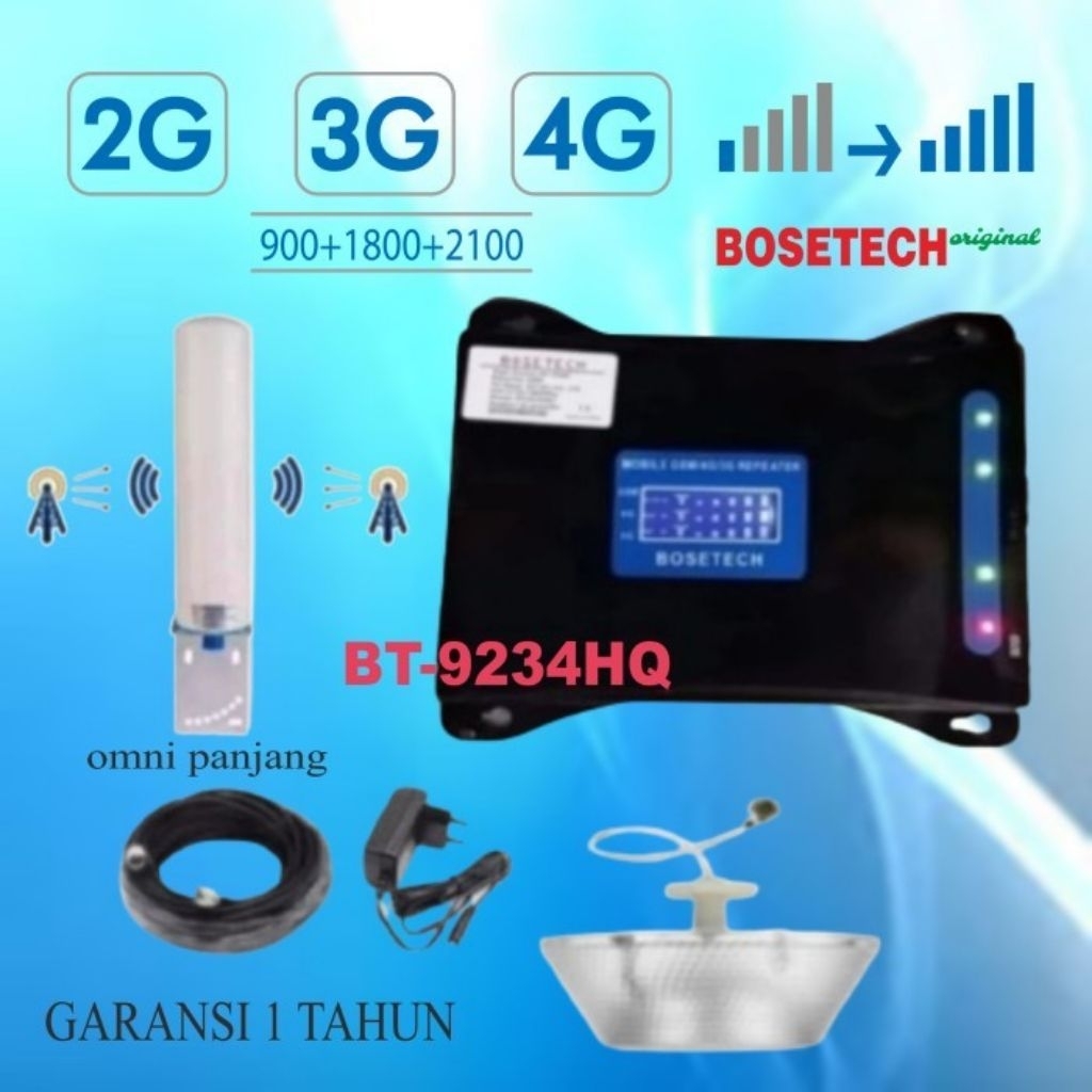 BOSETECH BT-9234HQ Repeater GSM Penguat Sinyal Hp LTE 4G 3G 2G Signal Booster Antena Omni Tabung ORI