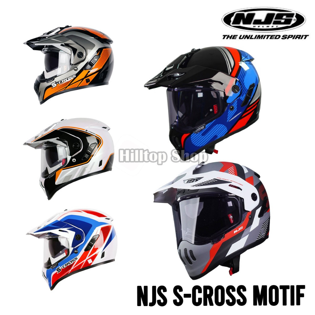 Helm NJS S-Cross Motif Full Face Supermoto Motorcycle Helmet