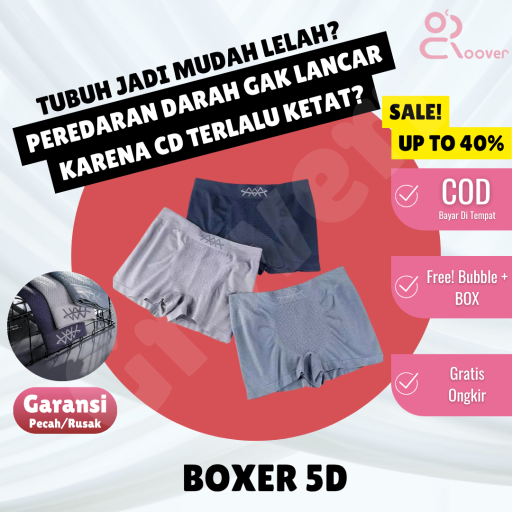 Celana Dalam Terapi Pria Magnetic Magnetik 5D Boxer Therapy Kesehatan Vitalitas Seamless Premium Ela