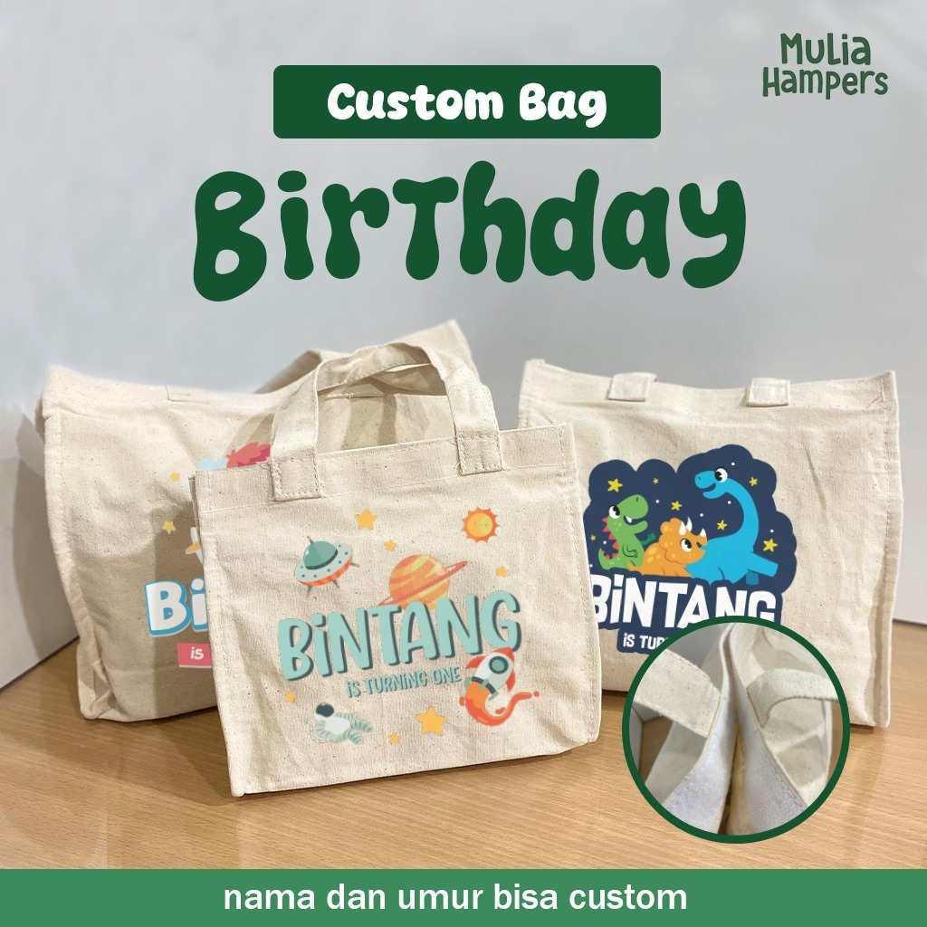 

Goodie Bag Ulang Tahun Anak Sablon Custom Tas Blacu Kanvas Tote Bag Souvenir Birthday Hampers