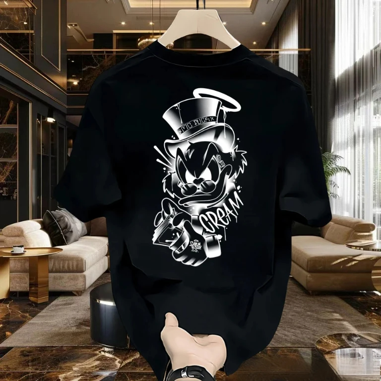 Kaos lengan pendek katun pasang surut Amerika atasan gangster fashion pria gangster tampan
