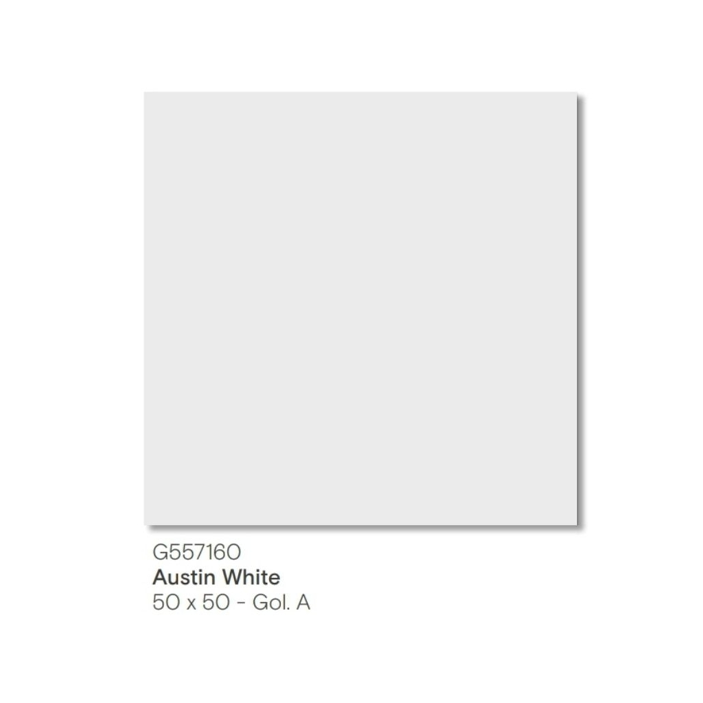 KERAMIK MEREK ROMAN TYPE AUSTIN WHITE UKURAN 50X50 GOL.A MATT