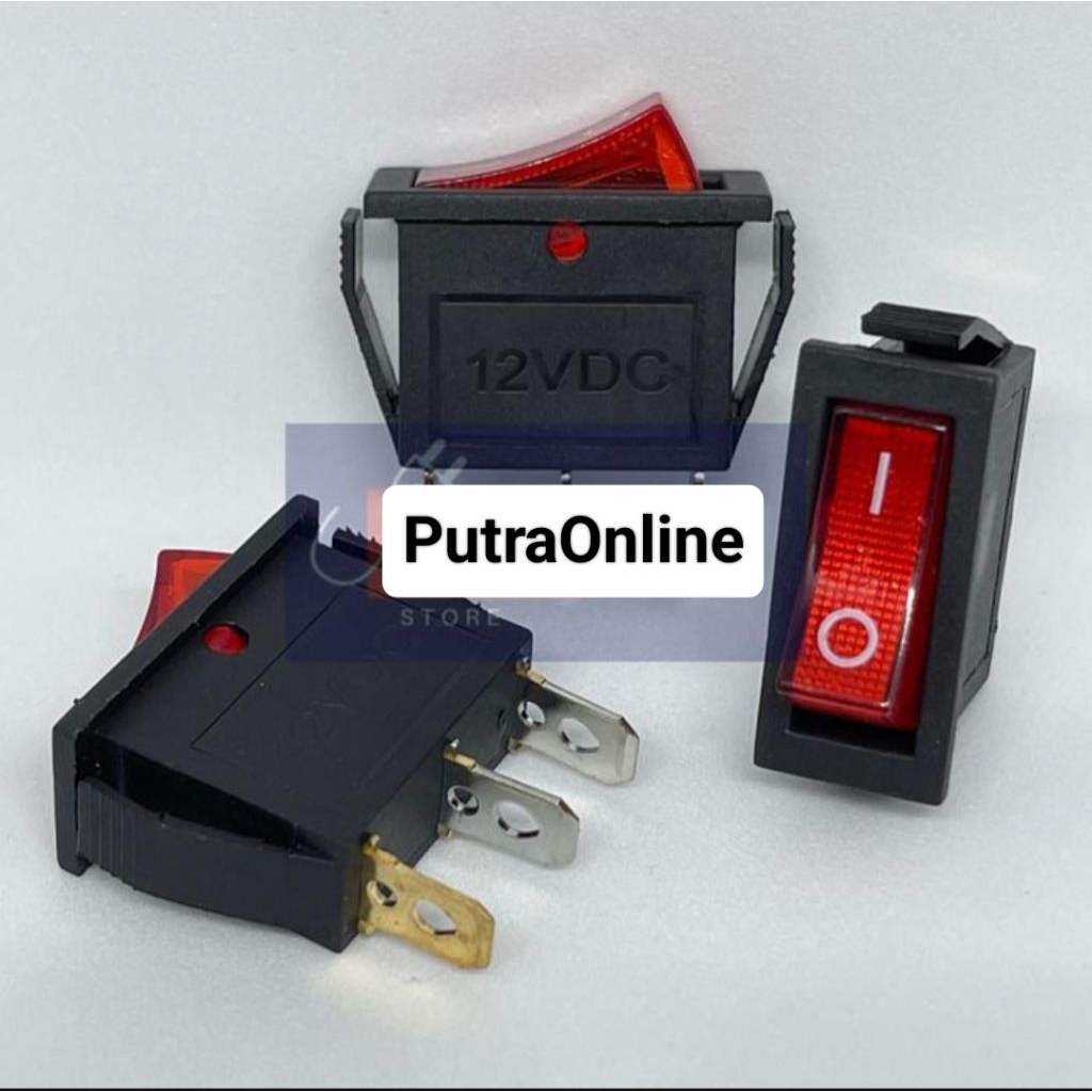 Saklar Switch On Off DC 12V + Lampu (12volt) Mobil Motor