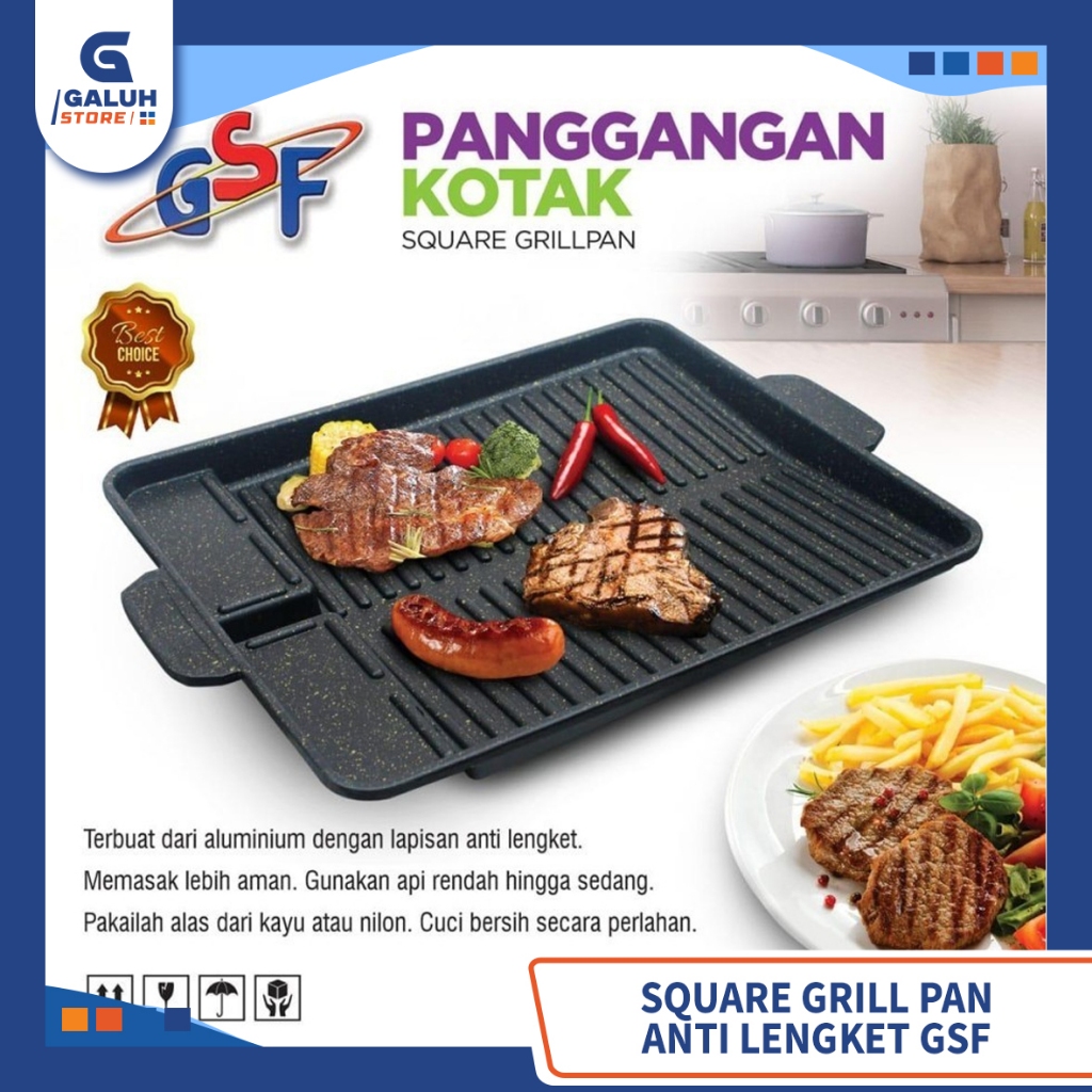 Panggangan Kotak Square Grill Pan GSF / Grill Pan Anti Lengket Persegi HC
