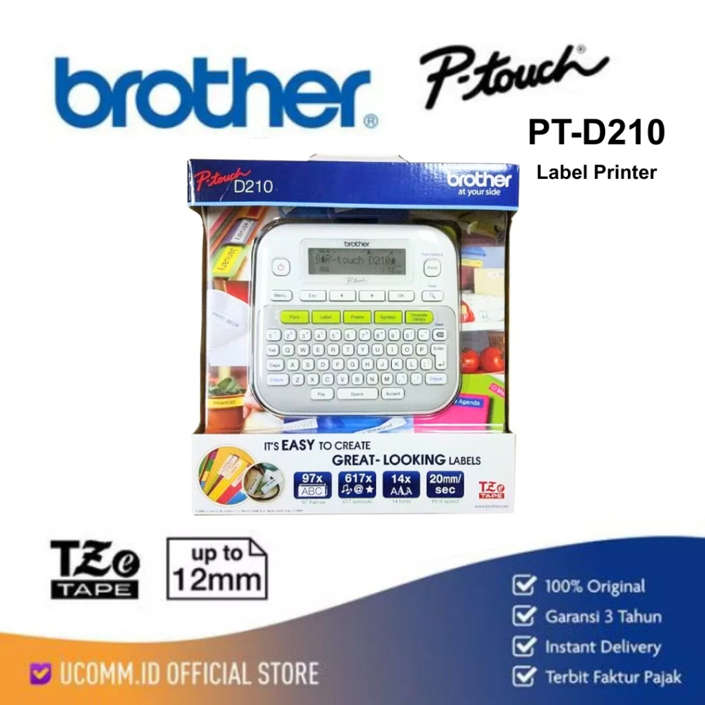 

Brother Label Printer PT-D210 Label Maker P-Touch PT D210 Original Garansi