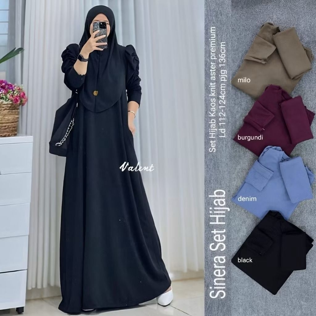Sinera Set Hijab Gamis Syar'i Set Hijab Busana Muslim Fashion Muslim
