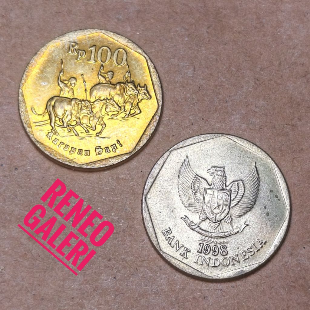 Berkilau Koin 100 Rupiah Karapan sapi kuning random tahun random uang kuno original asli