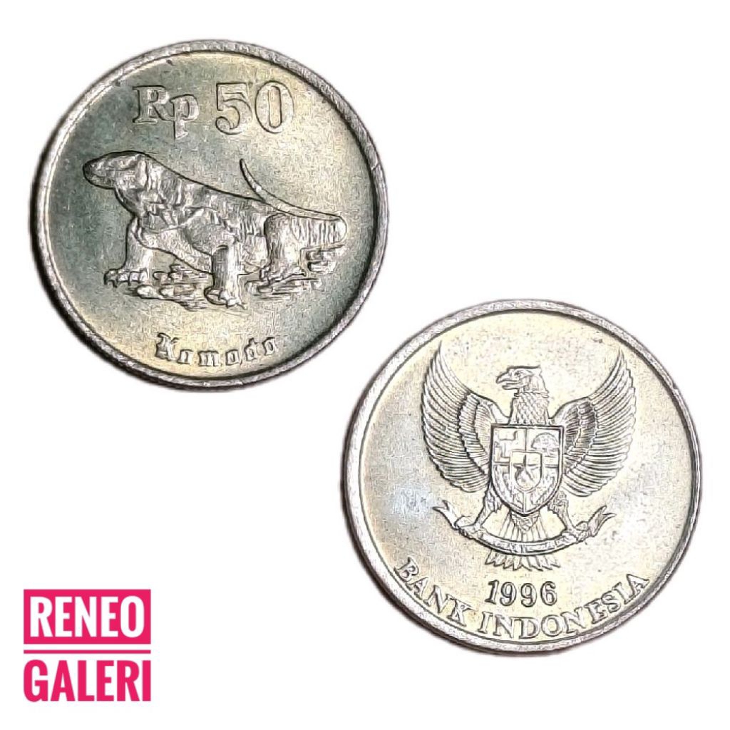 Berkilau KOIN 50 Komodo tahun Random uang kuno logam Indonesia original asli kuning tanpa 1997