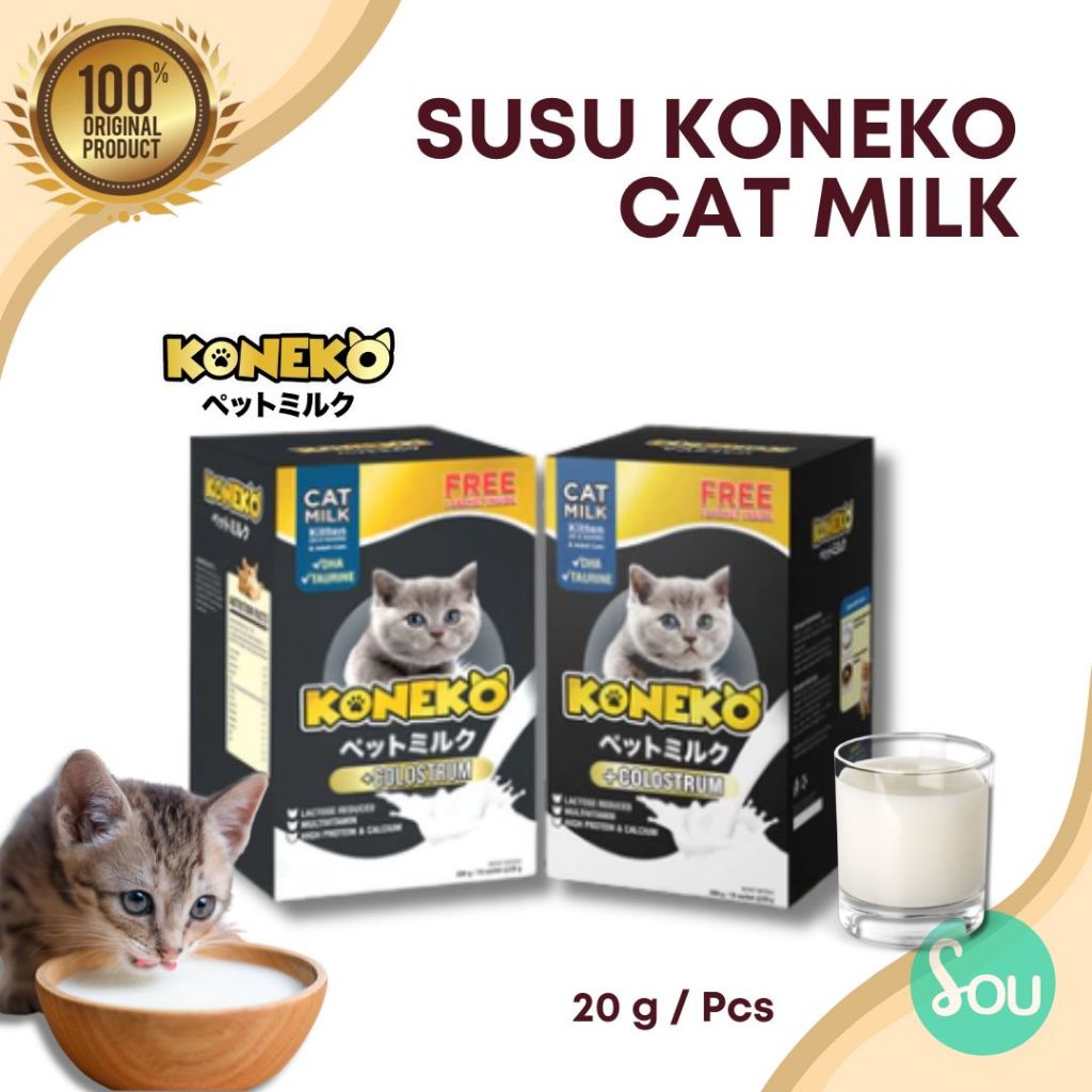 Koneko Susu Kucing Milk Cat 20g Susu Kucing Rendah Laktosa Milk Cat Koneko 20g Susu Kucing Kitten