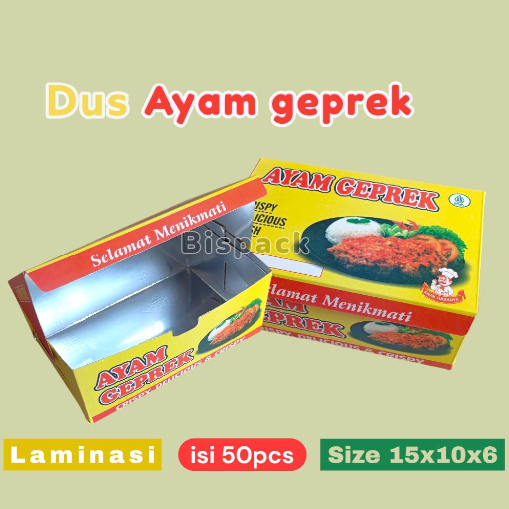 

@50pcs dus box ayam geprek laminasi full warna