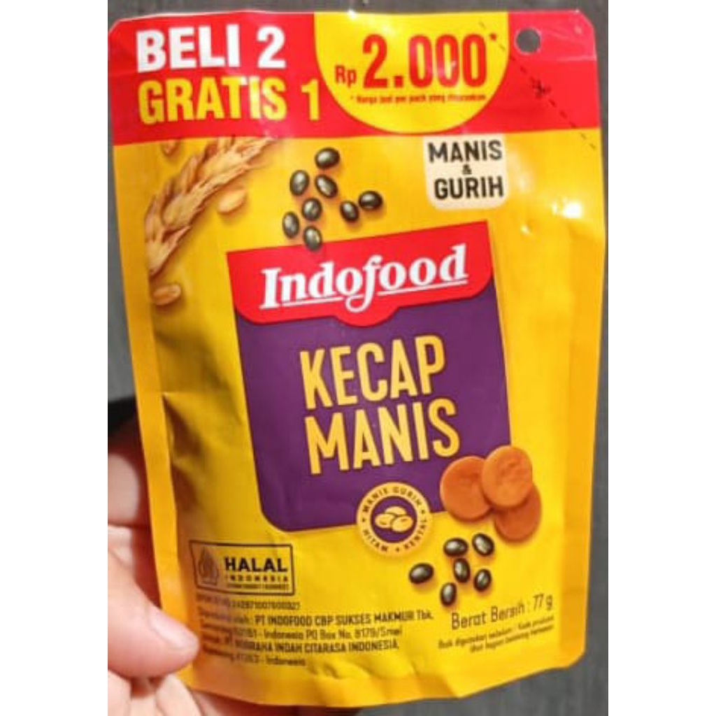 

( ECER / PCS ) Indofood Kecap Manis Refill 77 gram 2000 Beli 2 Gratis 1