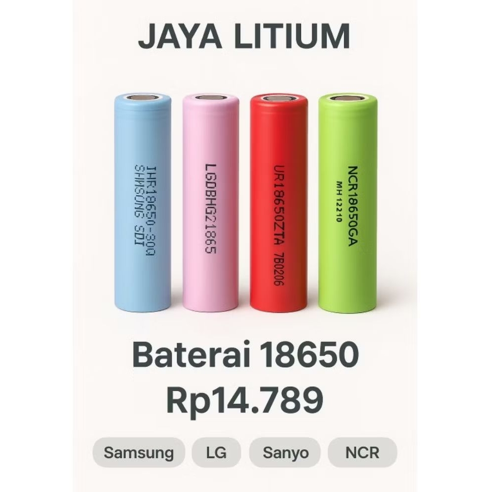 batre laptop bekas kwalitas type 18650 berbagai macam merek kapasitas 2000 - 2600 MAH