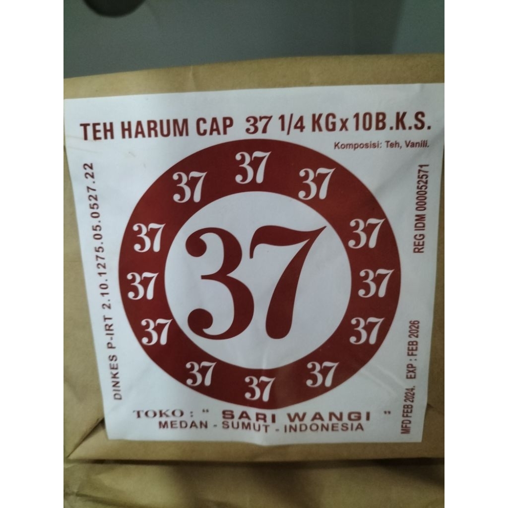 

bubuk teh harum cap 37 250gram 1 tin (isi 10 bungkus) medan