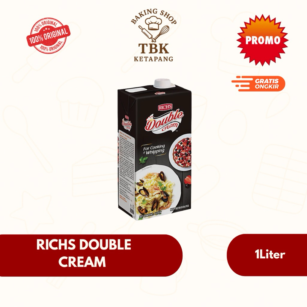 

Richs Double Cream / Cooking Cream for Cooking and Whipping 1L
