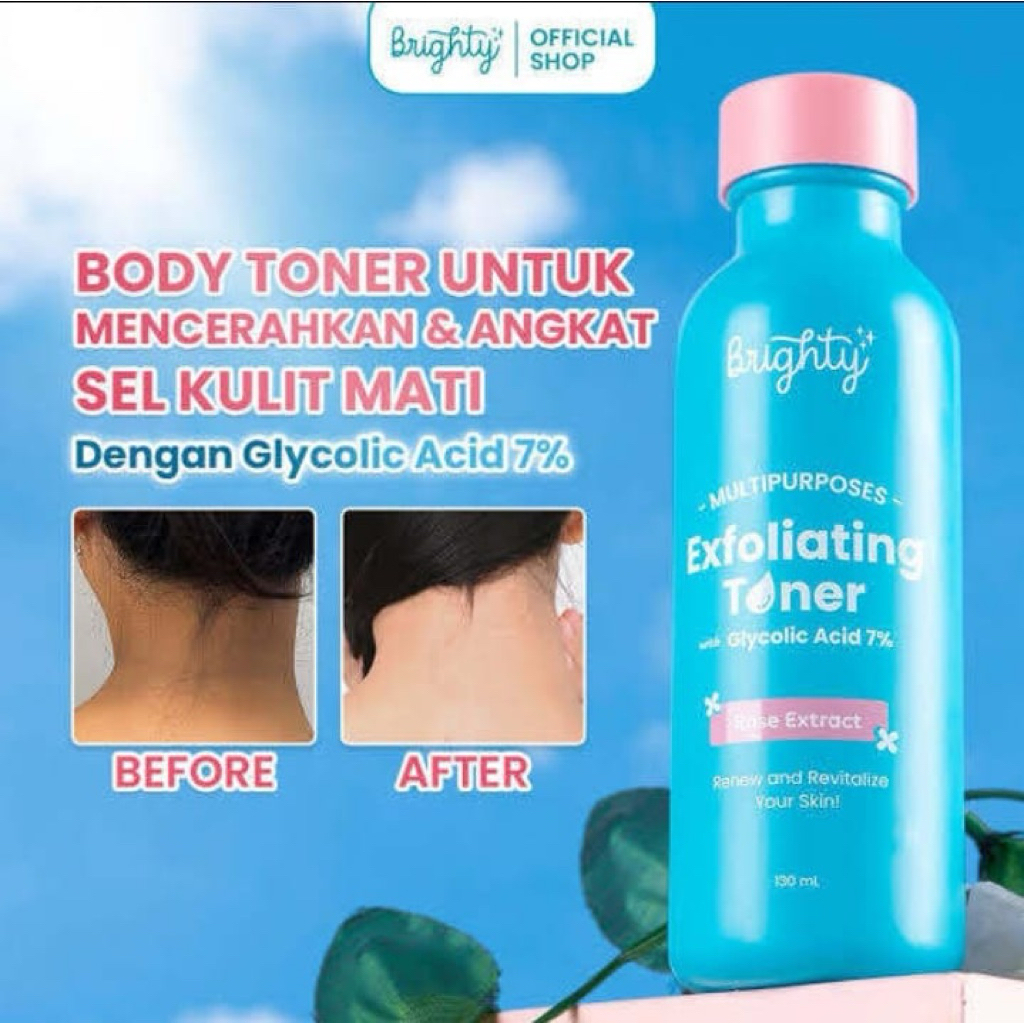 Brighty Multipurpose Exfoliating Toner Pemutih badan pencerah badan pencerah ketiak pemutih leher