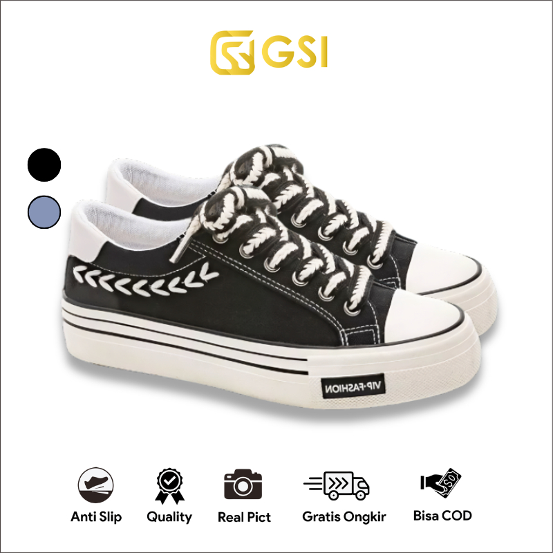 GSI Qeysha 1289 Sepatu Wanita Sneakers Canvas Sekolah Casual Cewek Kekinian SIZE "37-40"