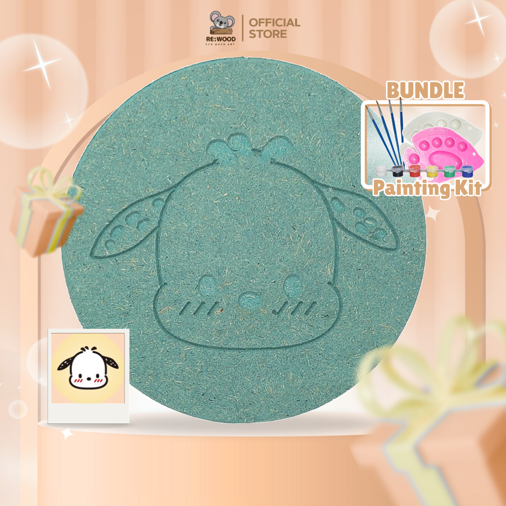 

REWOOD DIY Wood Character Painting Kit Set Pochacco Ikon | 12,5cm | Mainan Melukis Mewarnai