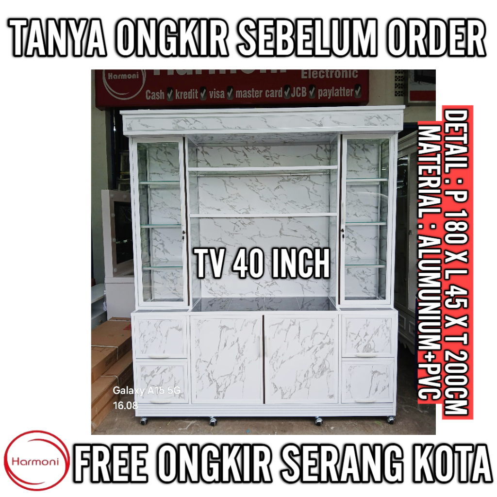BUFET TV MINIMALIS ALUMUNIUM ACP 40 INCH RAK TV MINIMALIS MEJA TV MINIMALIS FREE ONGKIR SERANG KOTA
