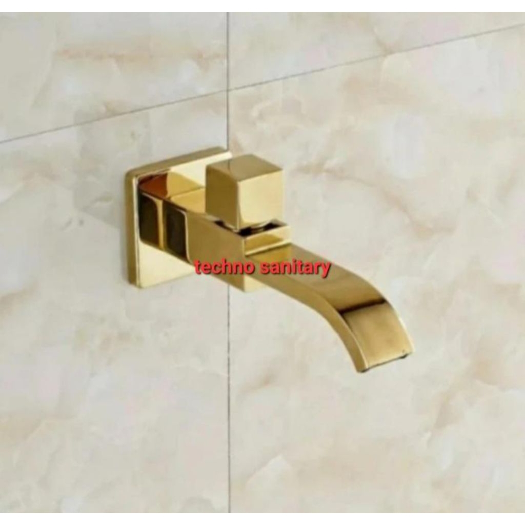 Kran Wastafel Tembok Gold/Kran Wastafel Dinding Dingin