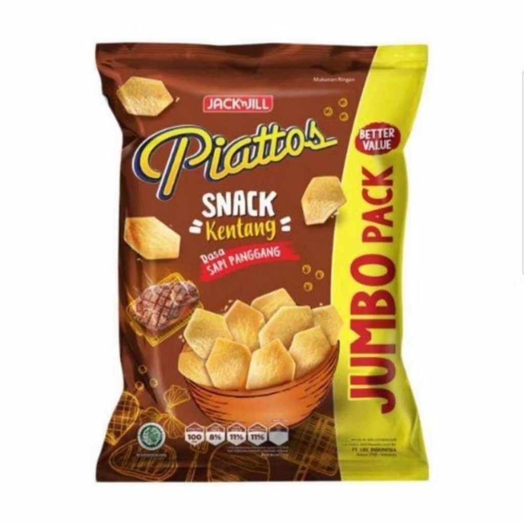 

Piatos Snack kentang rasa sapi panggang JUMBO 120g