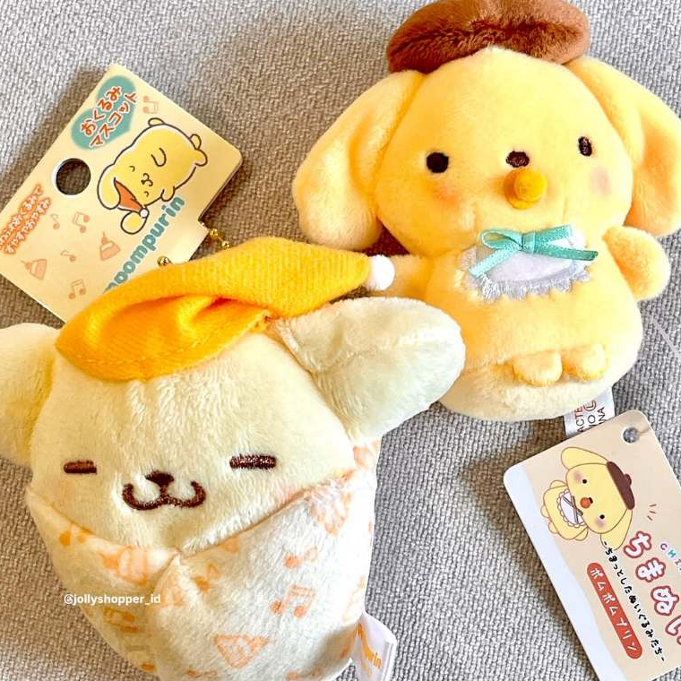 [READY STOCK] Sanrio JAPAN Pompompurin Mascot Holder Fuwapuku Winter / Mini Mascot Plush Baby Pacifi