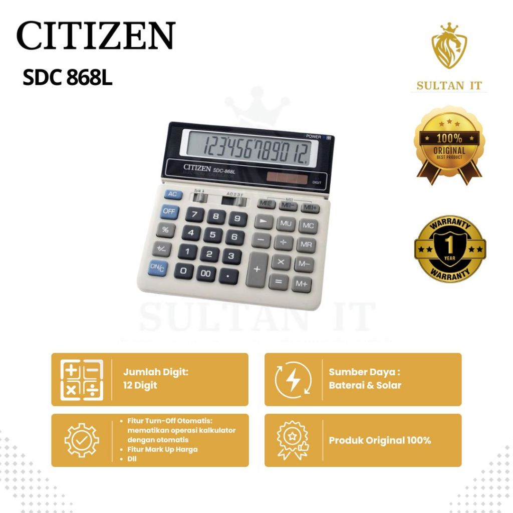 

Kalkulator Citizen SDC 868L / Target MC 868L Original – Kalkulator Meja, Kalkulator 12 digit