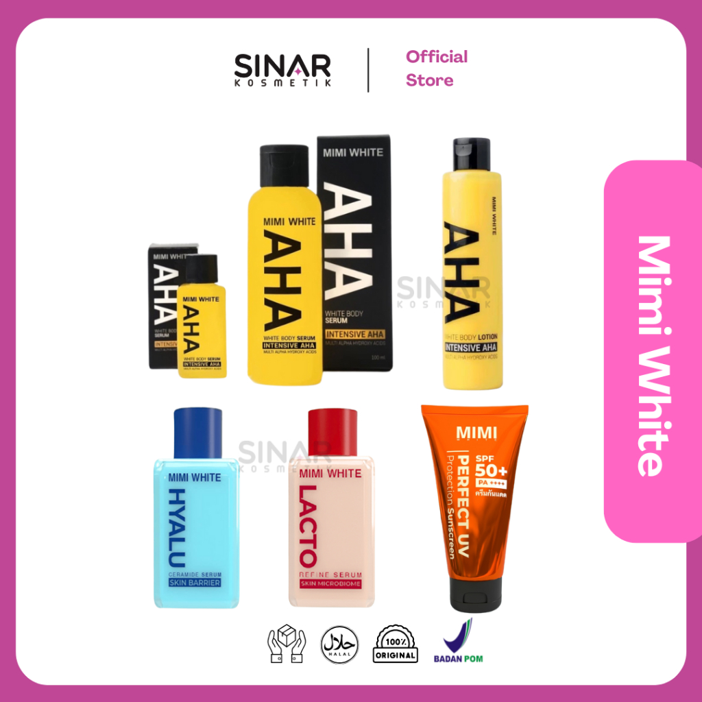 [BPOM] AHA Mimi White Body Serum 30ml - 100ml |  Perfect UV Protection Hybrid Sunscreen SPF 50 PA ++