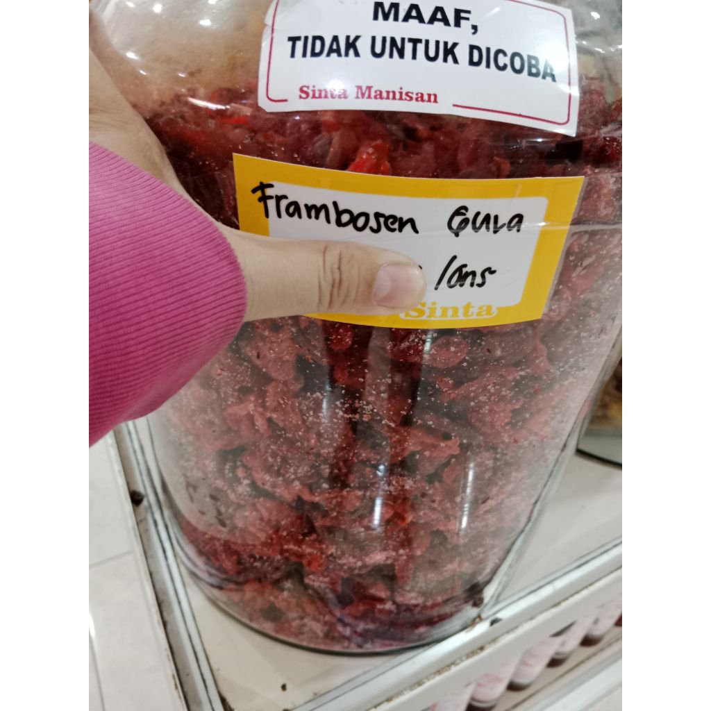 

Manisan Frambozen BerGula berat = 100 Gram Asli Sinta Manisan Khas Cirebon