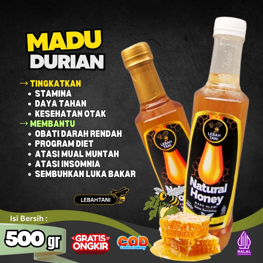

Madu Asli Durian Lebahtani 500 gr