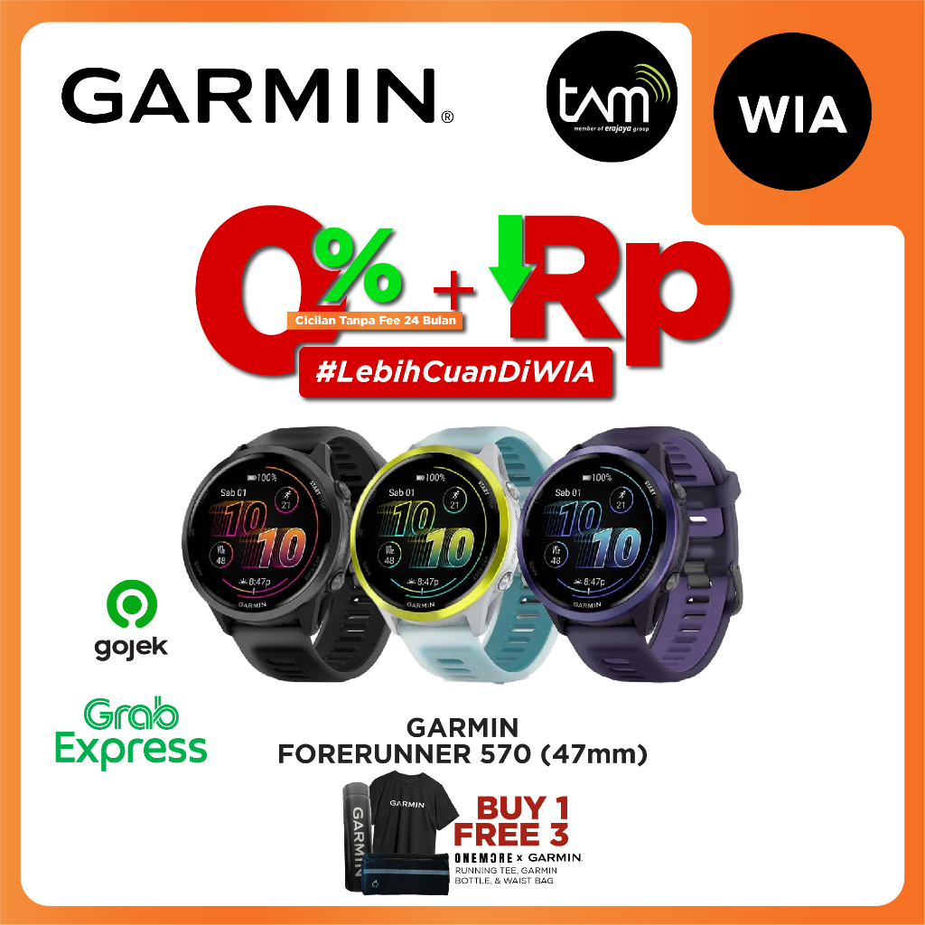 WIA Garmin Forerunner 570 47mm - Sportwatch Premium Jam Tangan Olahraga Original