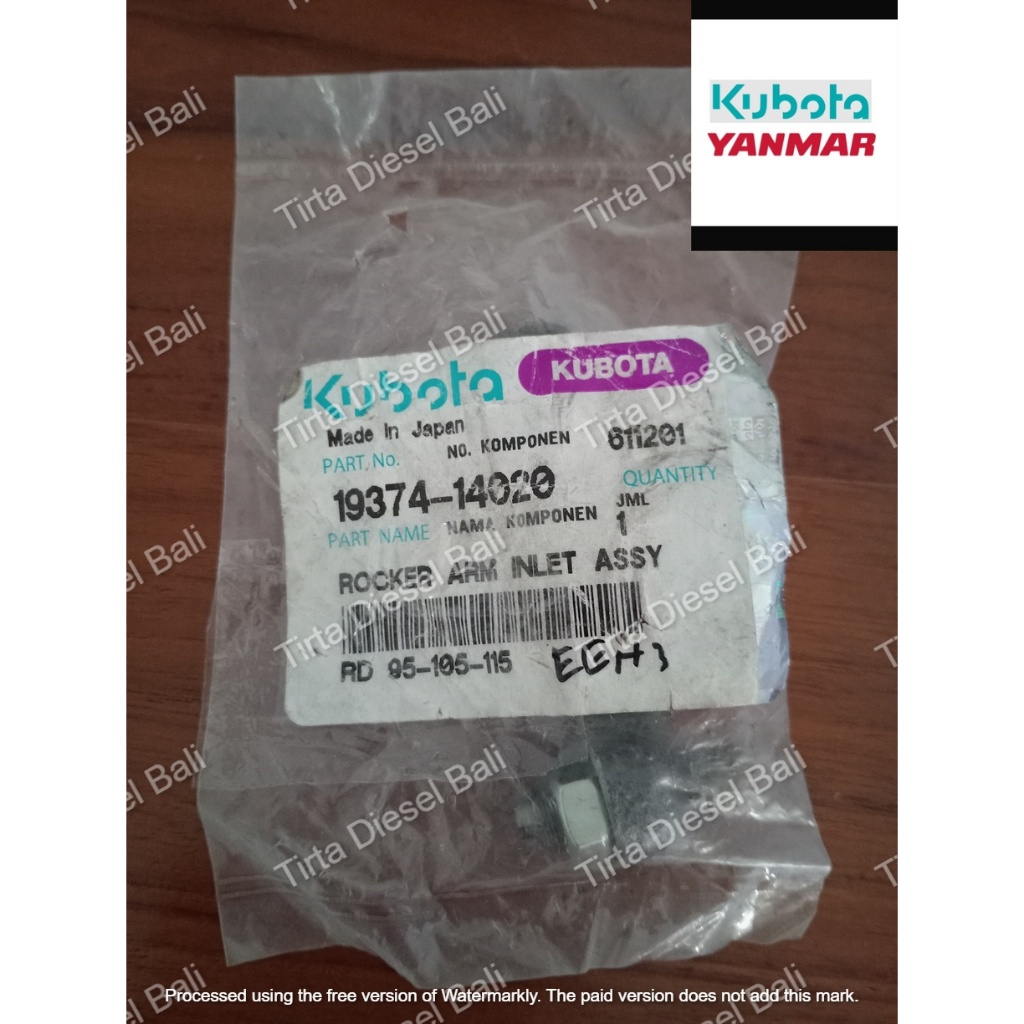 KUBOTA ROCKER ARM INLET INTAKE SUCTION  ASSY TEMLAR PELATUK RD 95 - 105 - 115 19374-14020 ORIGINAL