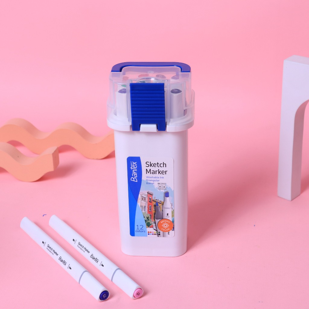 

[Avjaya Stationery] Bantex Sketch Marker 12 Warna 2 Tip Waterbased Untuk Ilustrasi Manga PP Box BK2007