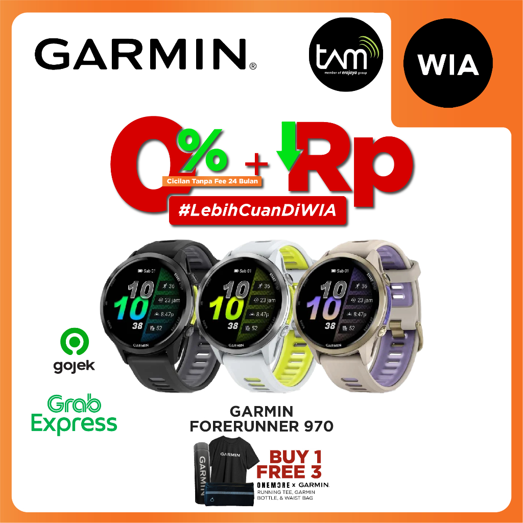 WIA Garmin Forerunner 970 - Sportwatch GPS Premium Jam Tangan Olahraga Original